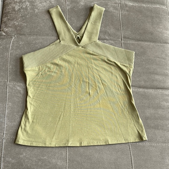 INC International Concepts Asymmetrical Ribbed Green Tank Top - Picture 1 of 6